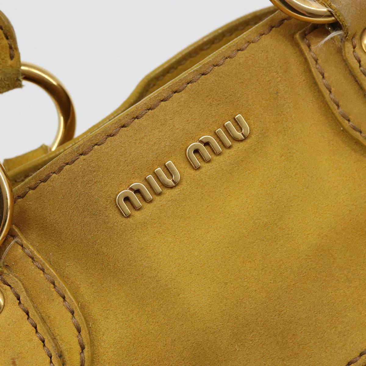 Miu Miu Hand Bag Suede 2way Yellow Gold Auth bs34949