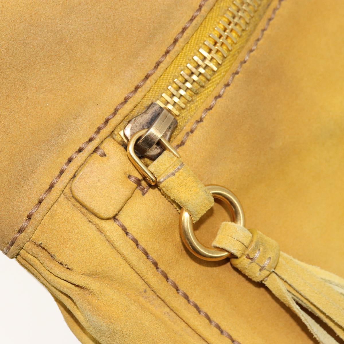 Miu Miu Hand Bag Suede 2way Yellow Gold Auth bs34949