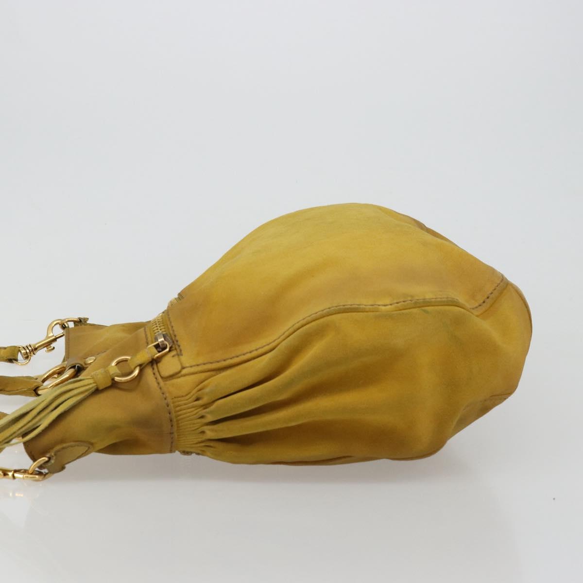 Miu Miu Hand Bag Suede 2way Yellow Gold Auth bs34949