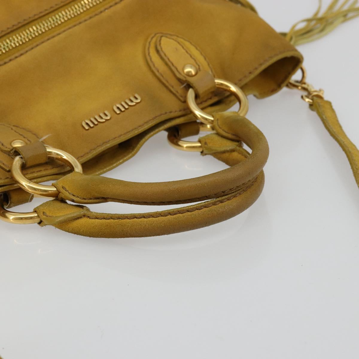 Miu Miu Hand Bag Suede 2way Yellow Gold Auth bs34949