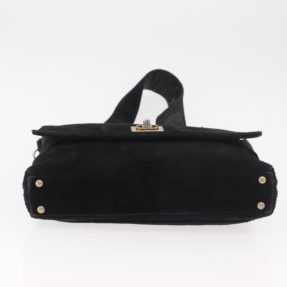 CHANEL Wild Stitch Chain Shoulder Bag Suede Black Gold CC Auth bs34950A