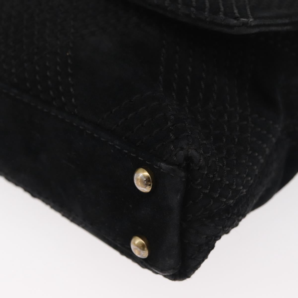 CHANEL Wild Stitch Chain Shoulder Bag Suede Black Gold CC Auth bs34950A