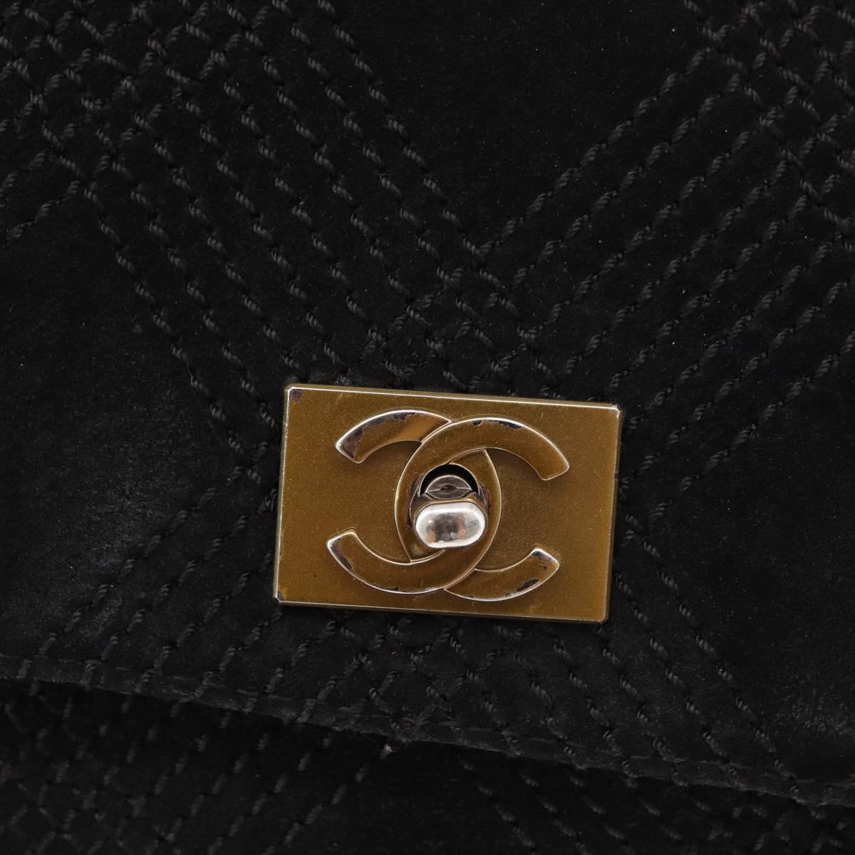 CHANEL Wild Stitch Chain Shoulder Bag Suede Black Gold CC Auth bs34950A