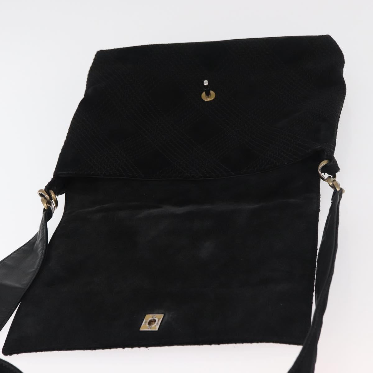 CHANEL Wild Stitch Chain Shoulder Bag Suede Black Gold CC Auth bs34950A