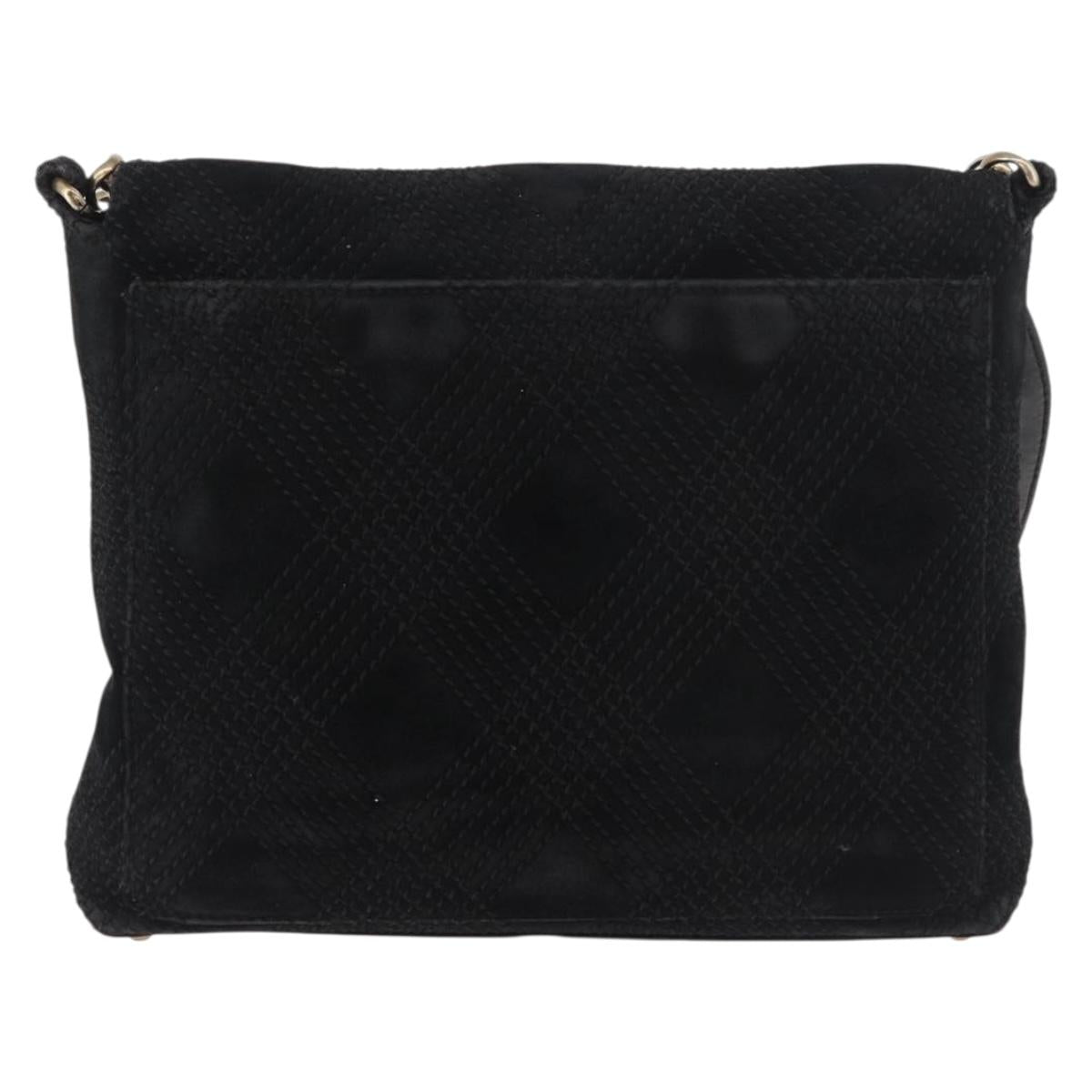 CHANEL Wild Stitch Chain Shoulder Bag Suede Black Gold CC Auth bs34950A