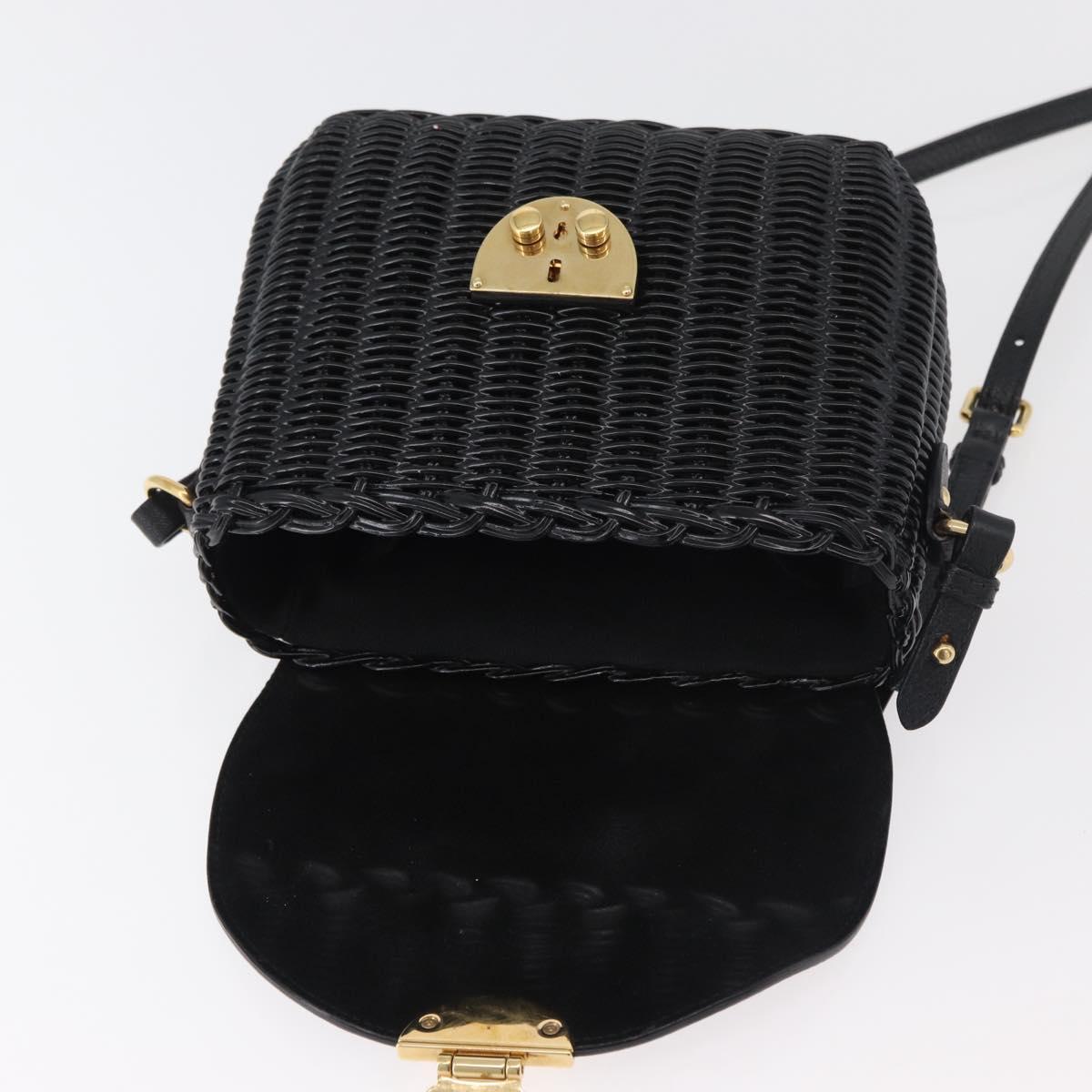 Miu Miu Shoulder Bag Straw Black Gold Auth bs34953V