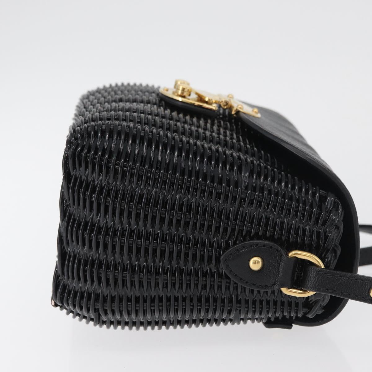 Miu Miu Shoulder Bag Straw Black Gold Auth bs34953V