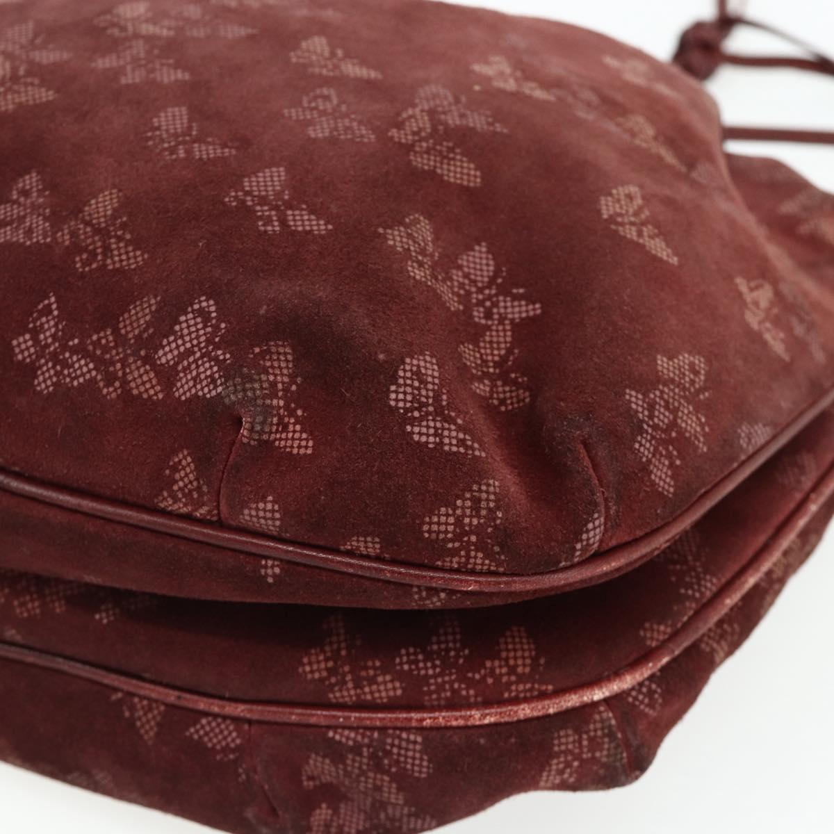 BOTTEGA VENETA Shoulder Bag Suede Bordeaux Gold Auth bs34964