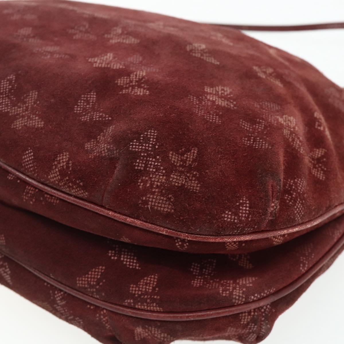 BOTTEGA VENETA Shoulder Bag Suede Bordeaux Gold Auth bs34964