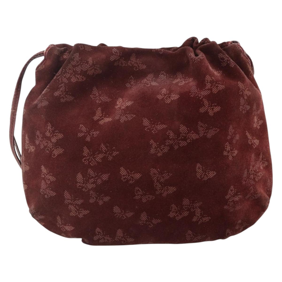 BOTTEGA VENETA Shoulder Bag Suede Bordeaux Gold Auth bs34964