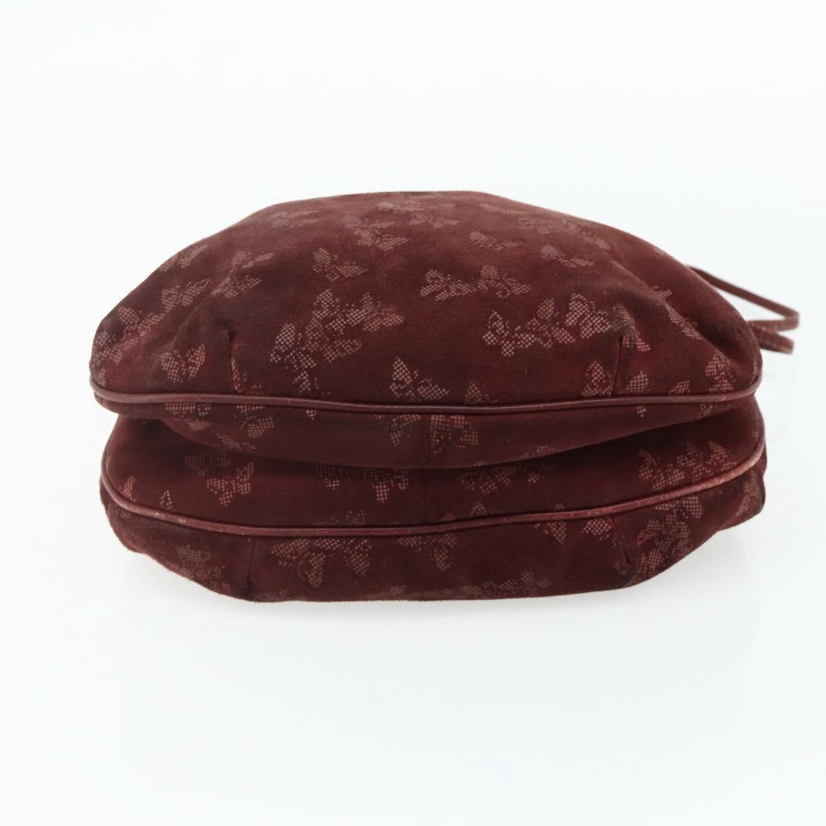 BOTTEGA VENETA Shoulder Bag Suede Bordeaux Gold Auth bs34964