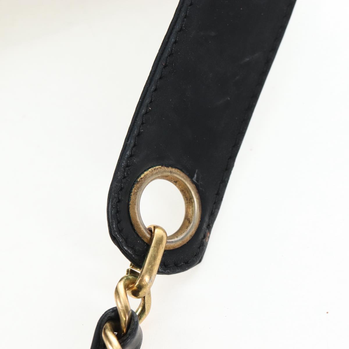 CHANEL Purse Chain Shoulder Bag Patent leather Black Gold CC Auth bs34966