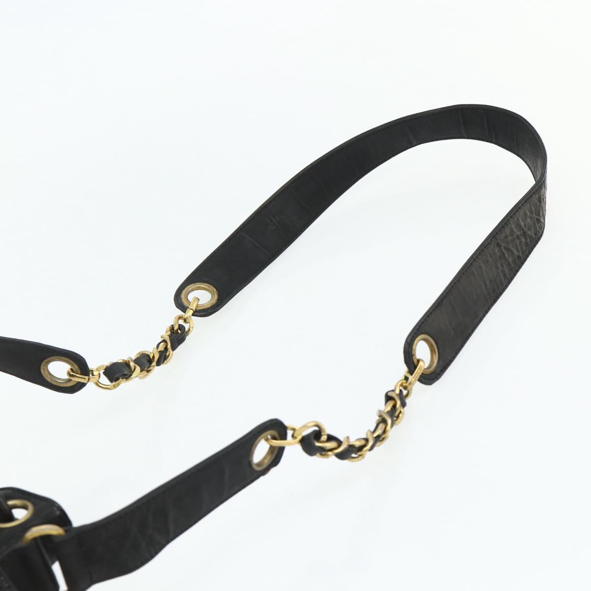 CHANEL Purse Chain Shoulder Bag Patent leather Black Gold CC Auth bs34966
