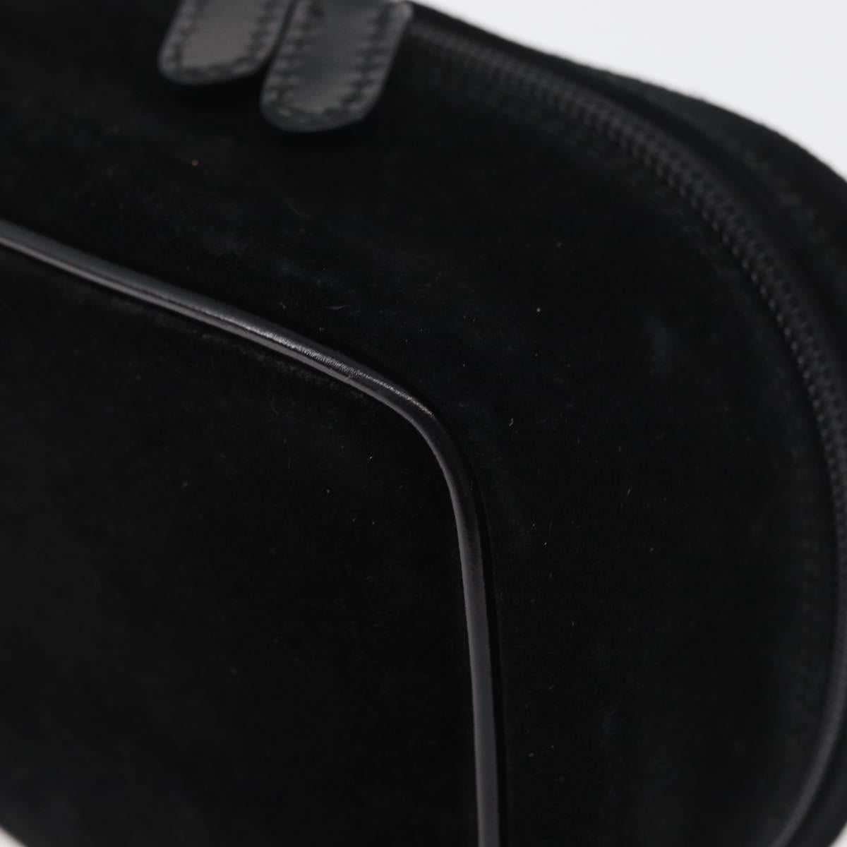 GUCCI Horsebit Vanity Bag Hand Bag Suede Black Silver 032 1705 0141 Auth bs34967