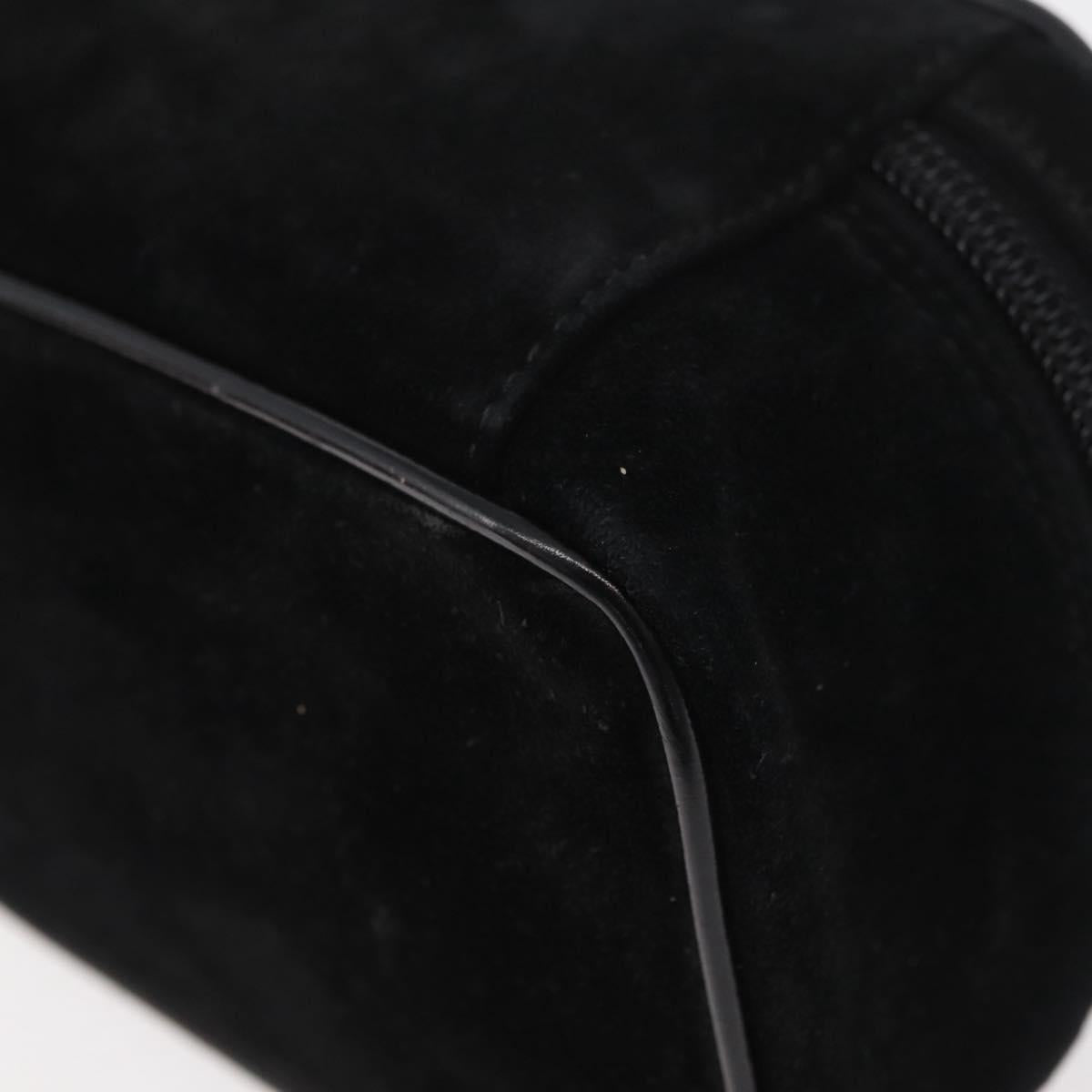 GUCCI Horsebit Vanity Bag Hand Bag Suede Black Silver 032 1705 0141 Auth bs34967