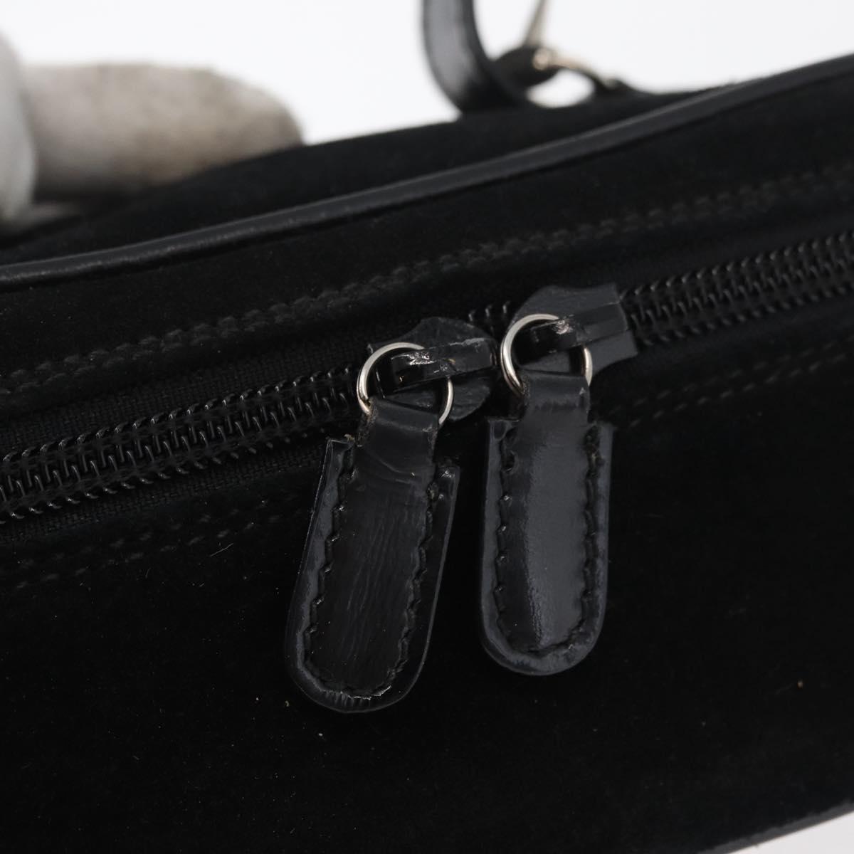 GUCCI Horsebit Vanity Bag Hand Bag Suede Black Silver 032 1705 0141 Auth bs34967