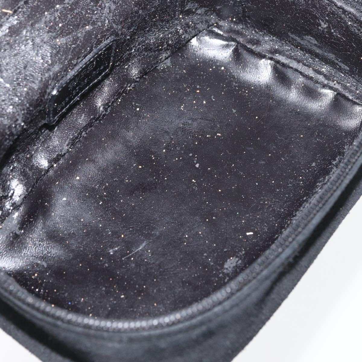 GUCCI Horsebit Vanity Bag Hand Bag Suede Black Silver 032 1705 0141 Auth bs34967