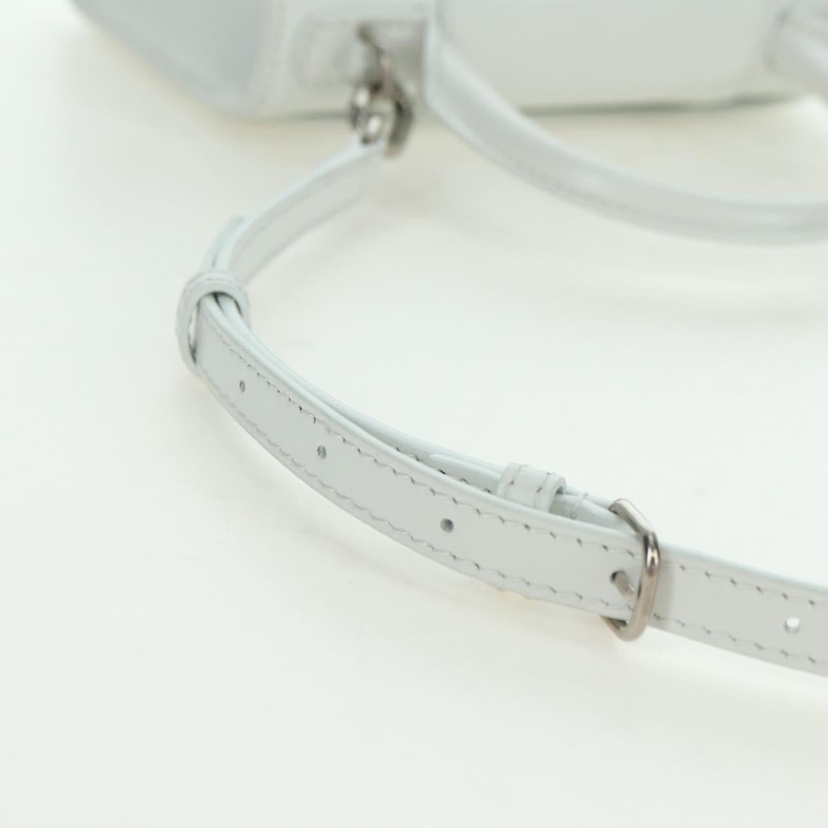 BALENCIAGA Hour Glass Hand Bag Leather 2way White Silver 592833 Auth bs34969M