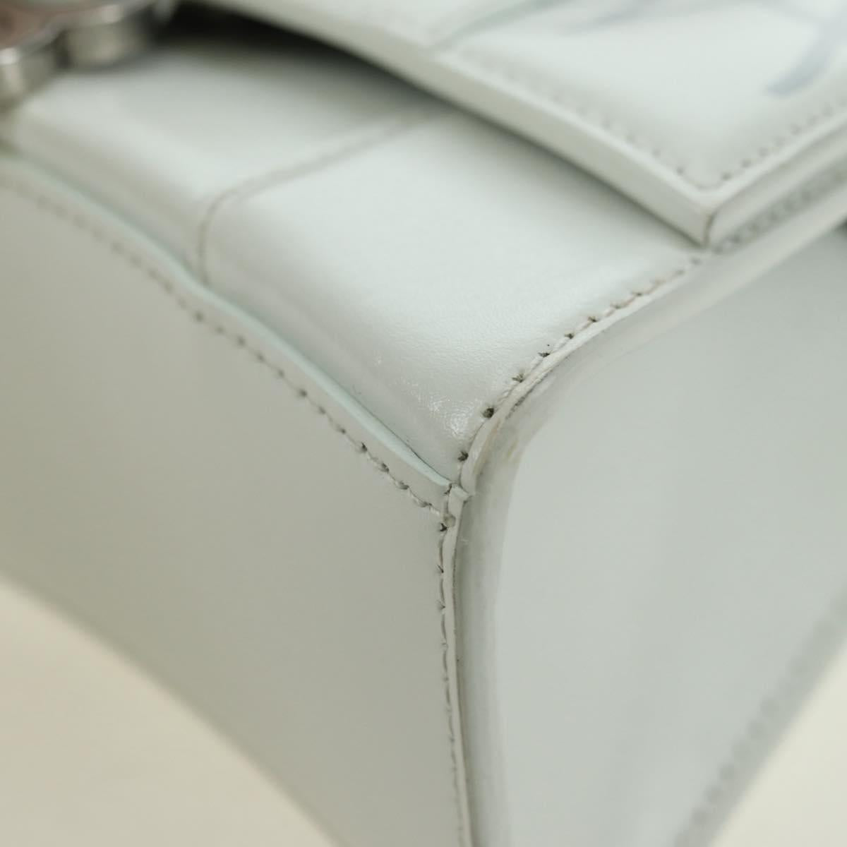 BALENCIAGA Hour Glass Hand Bag Leather 2way White Silver 592833 Auth bs34969M