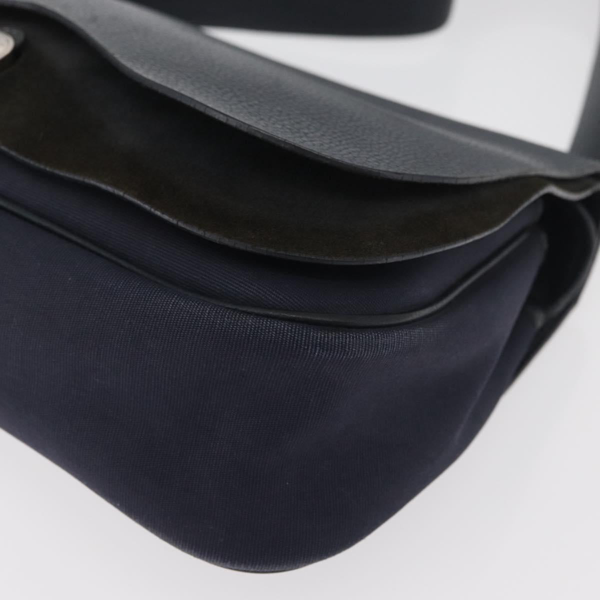 HERMES Sac Colorado MM Shoulder Bag Leather Navy Silver Auth bs34970V