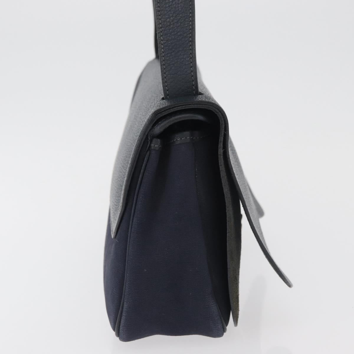HERMES Sac Colorado MM Shoulder Bag Leather Navy Silver Auth bs34970V