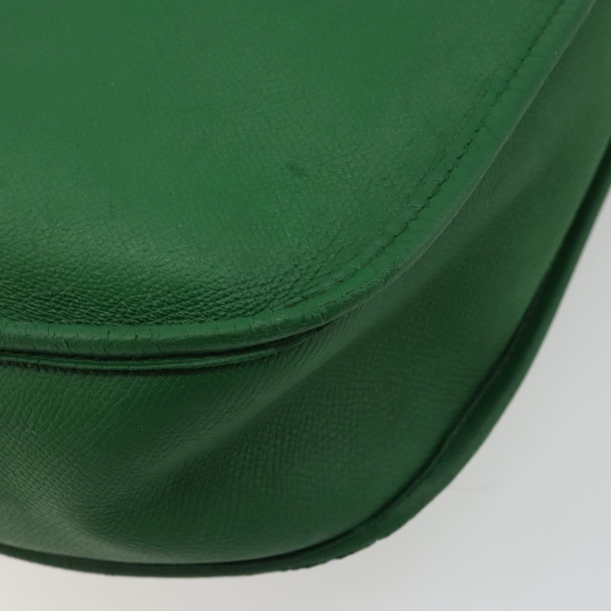 HERMES Evelyn GM Shoulder Bag Leather Green Gold Auth bs34987A