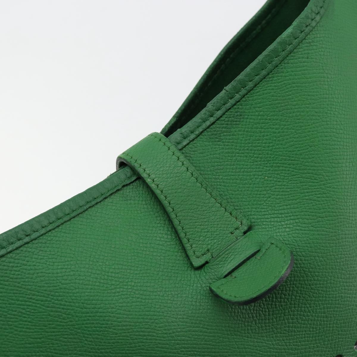 HERMES Evelyn GM Shoulder Bag Leather Green Gold Auth bs34987A