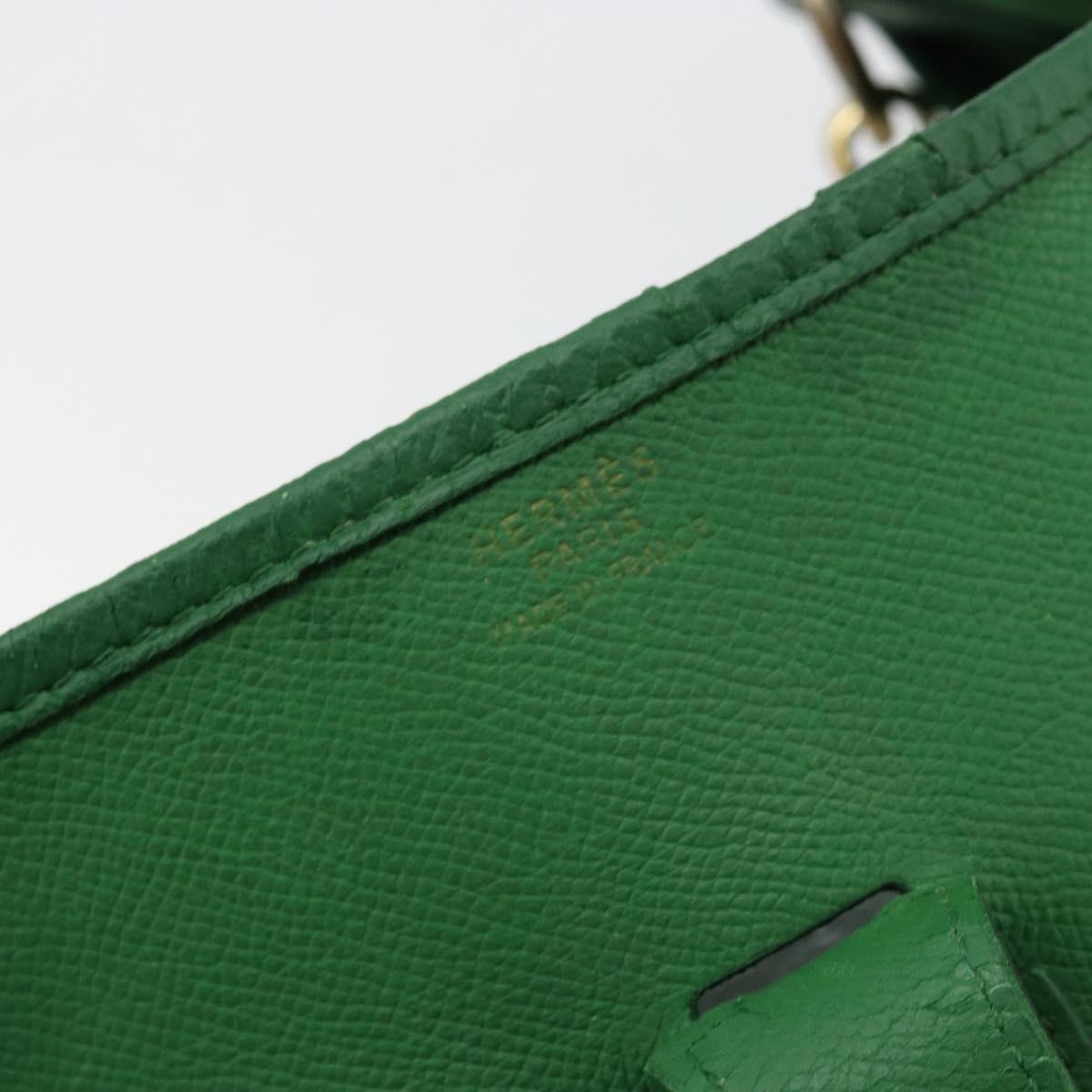 HERMES Evelyn GM Shoulder Bag Leather Green Gold Auth bs34987A