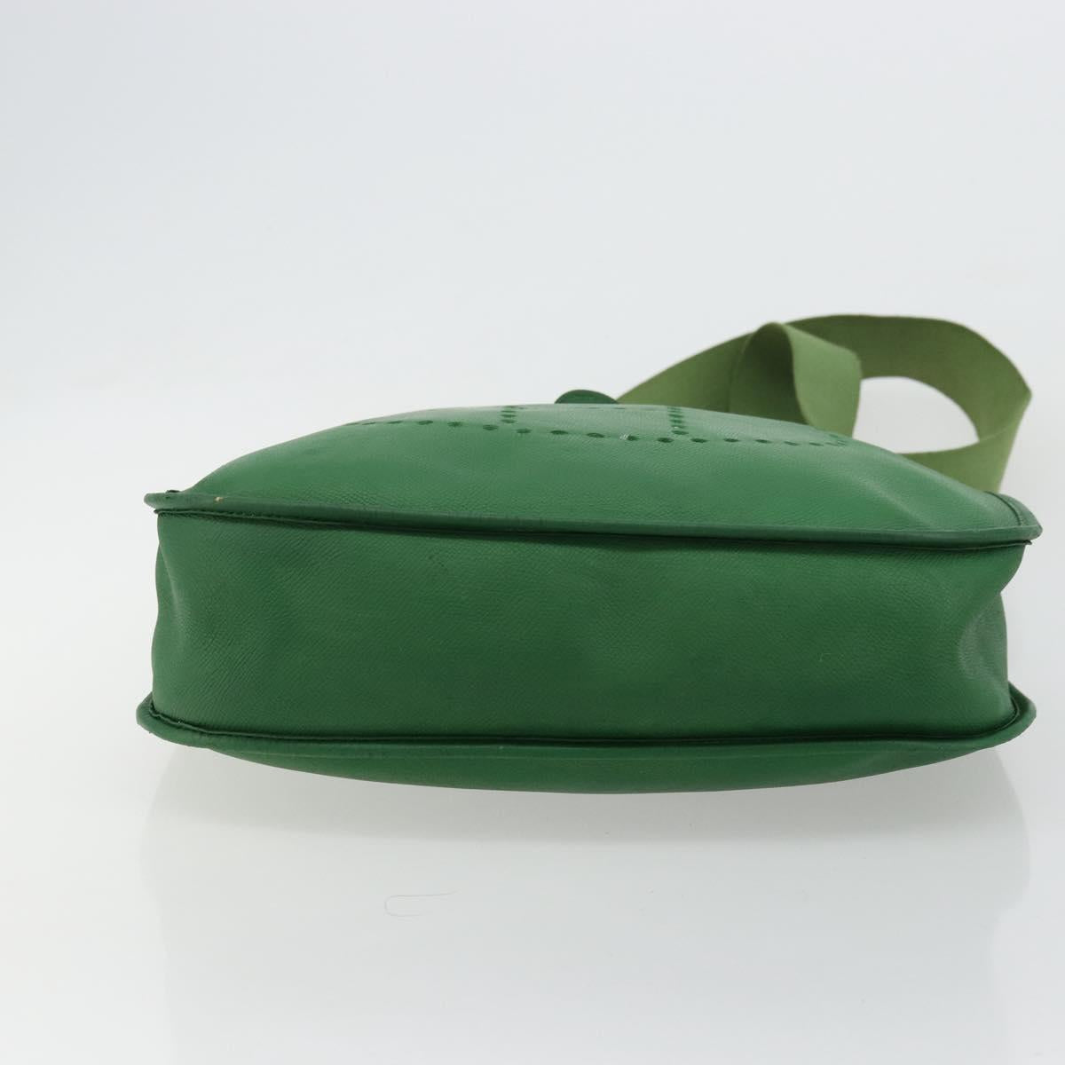 HERMES Evelyn GM Shoulder Bag Leather Green Gold Auth bs34987A