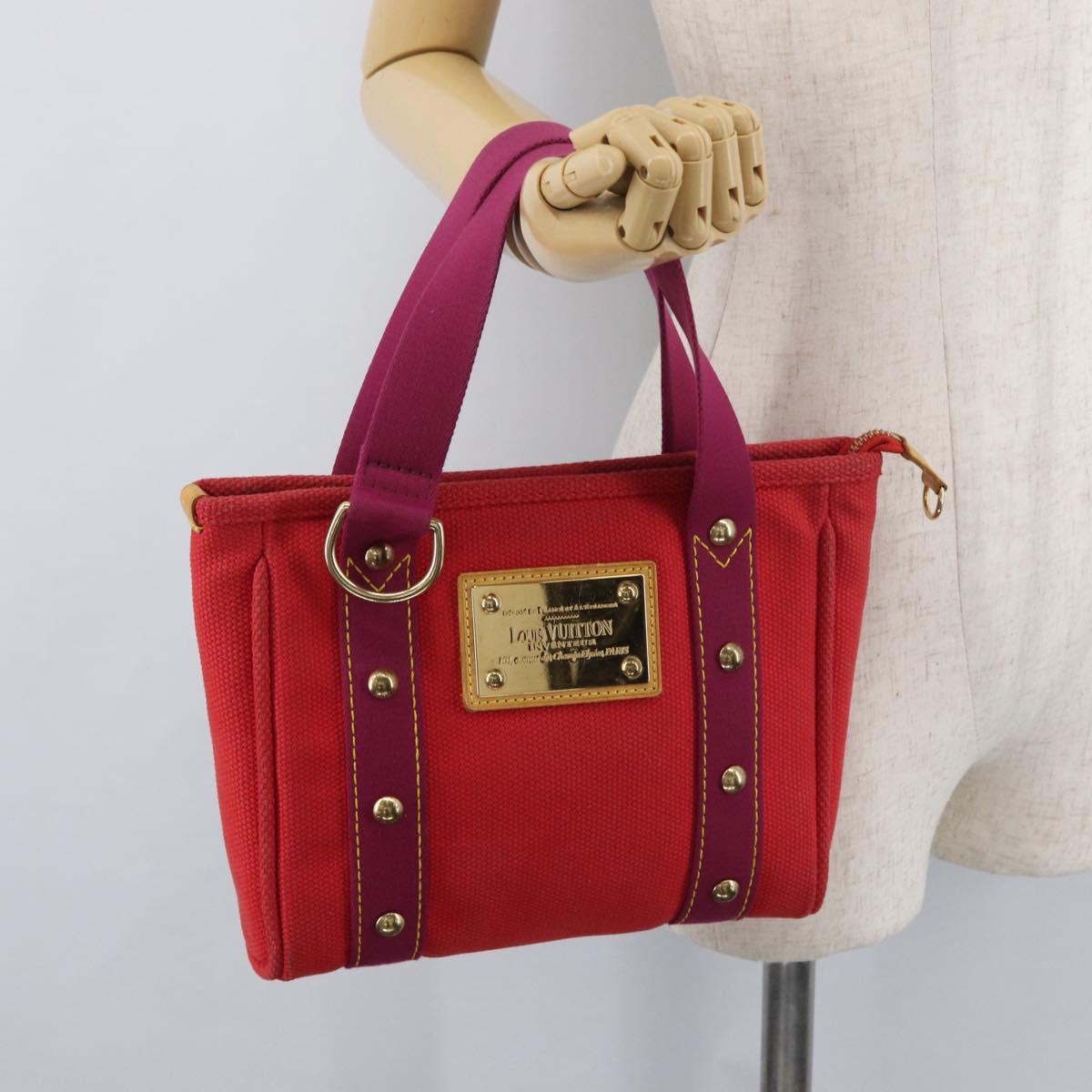 LOUIS VUITTON Antigua Cabas PM Tote Bag Canvas Rouge M40037 LV Auth bs34988