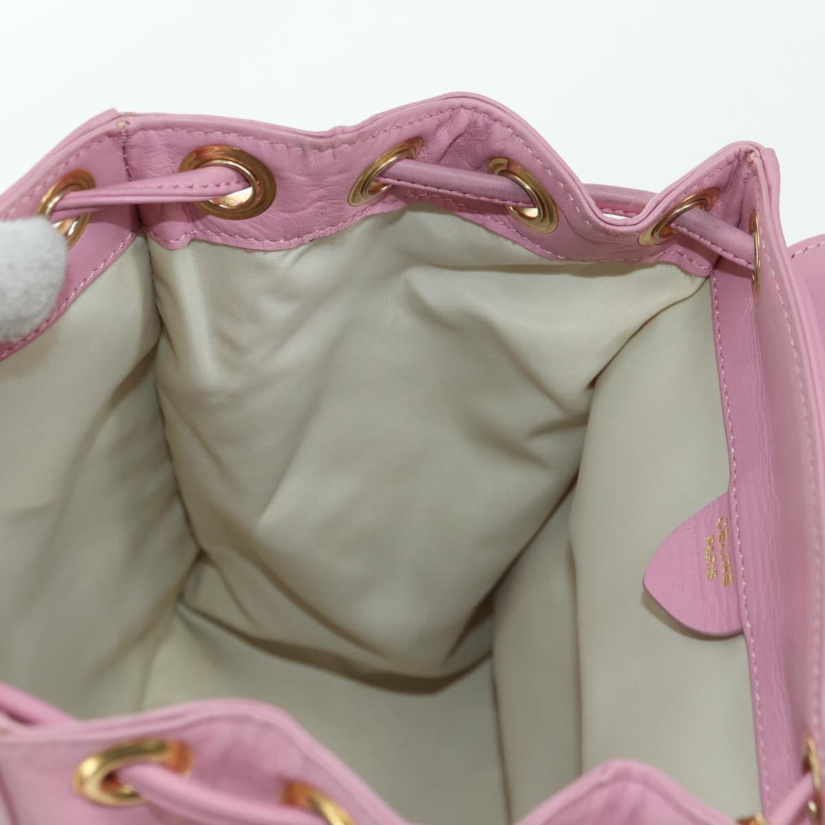 CELINE Backpack Leather Pink Gold Auth bs34989V