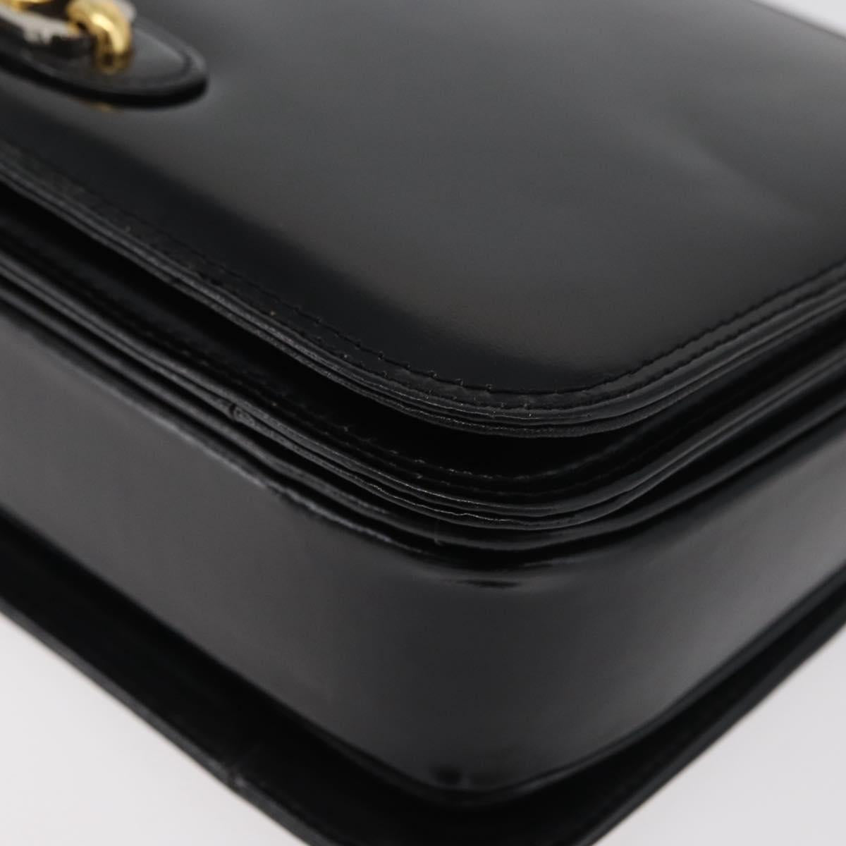 CELINE Shoulder Bag Leather Black Gold Auth bs34990A