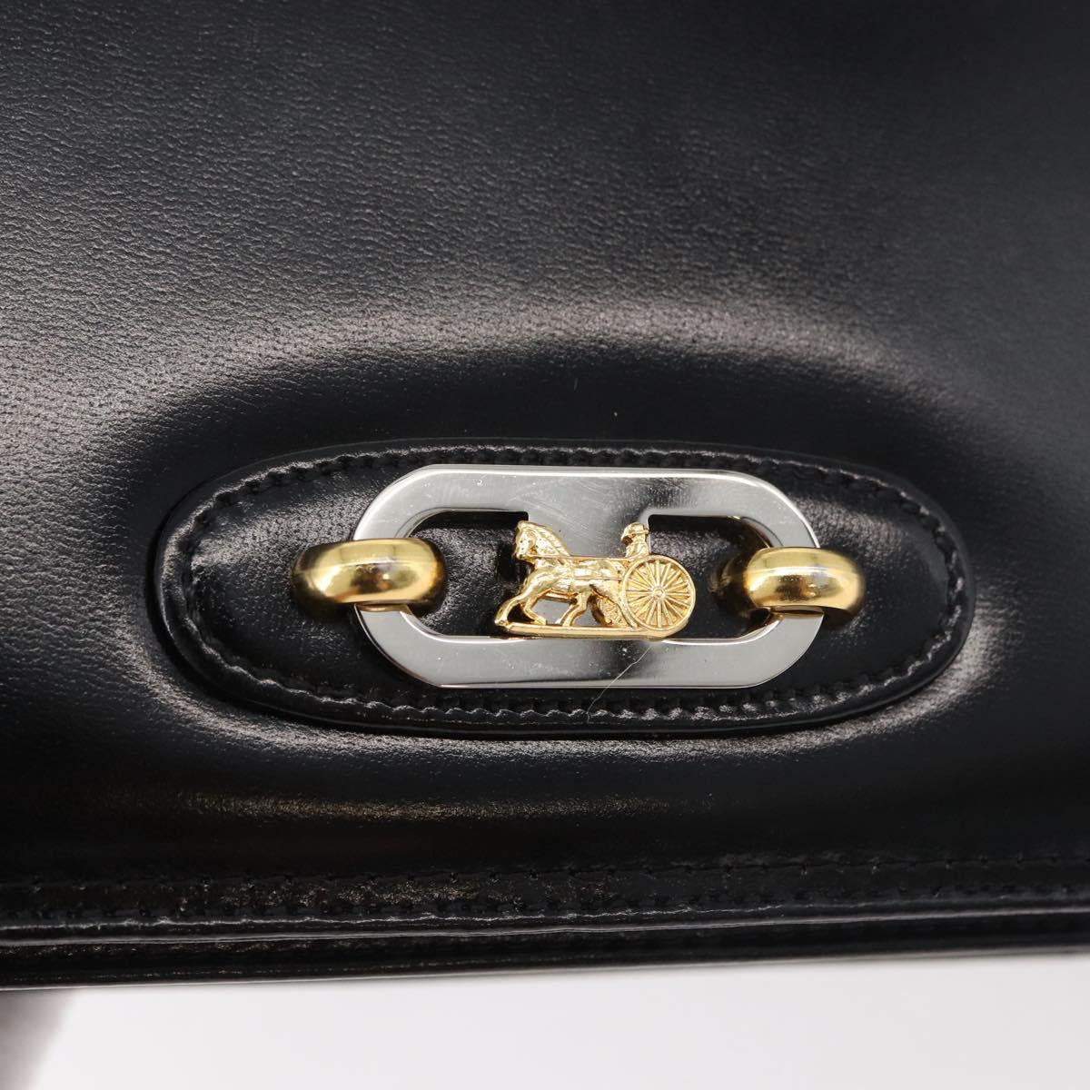 CELINE Shoulder Bag Leather Black Gold Auth bs34990A