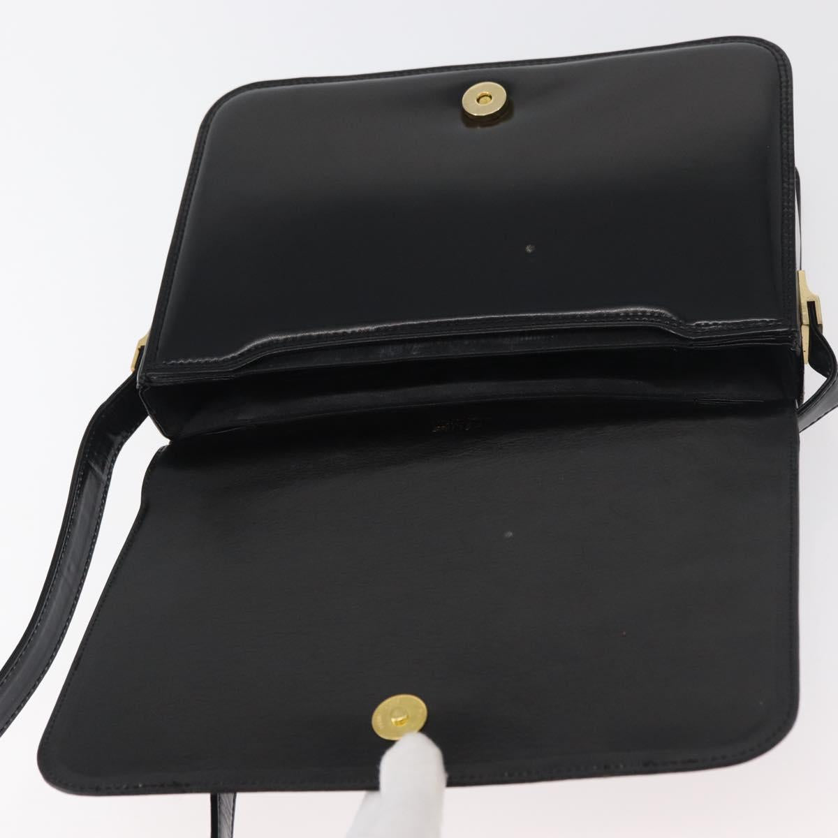 CELINE Shoulder Bag Leather Black Gold Auth bs34990A