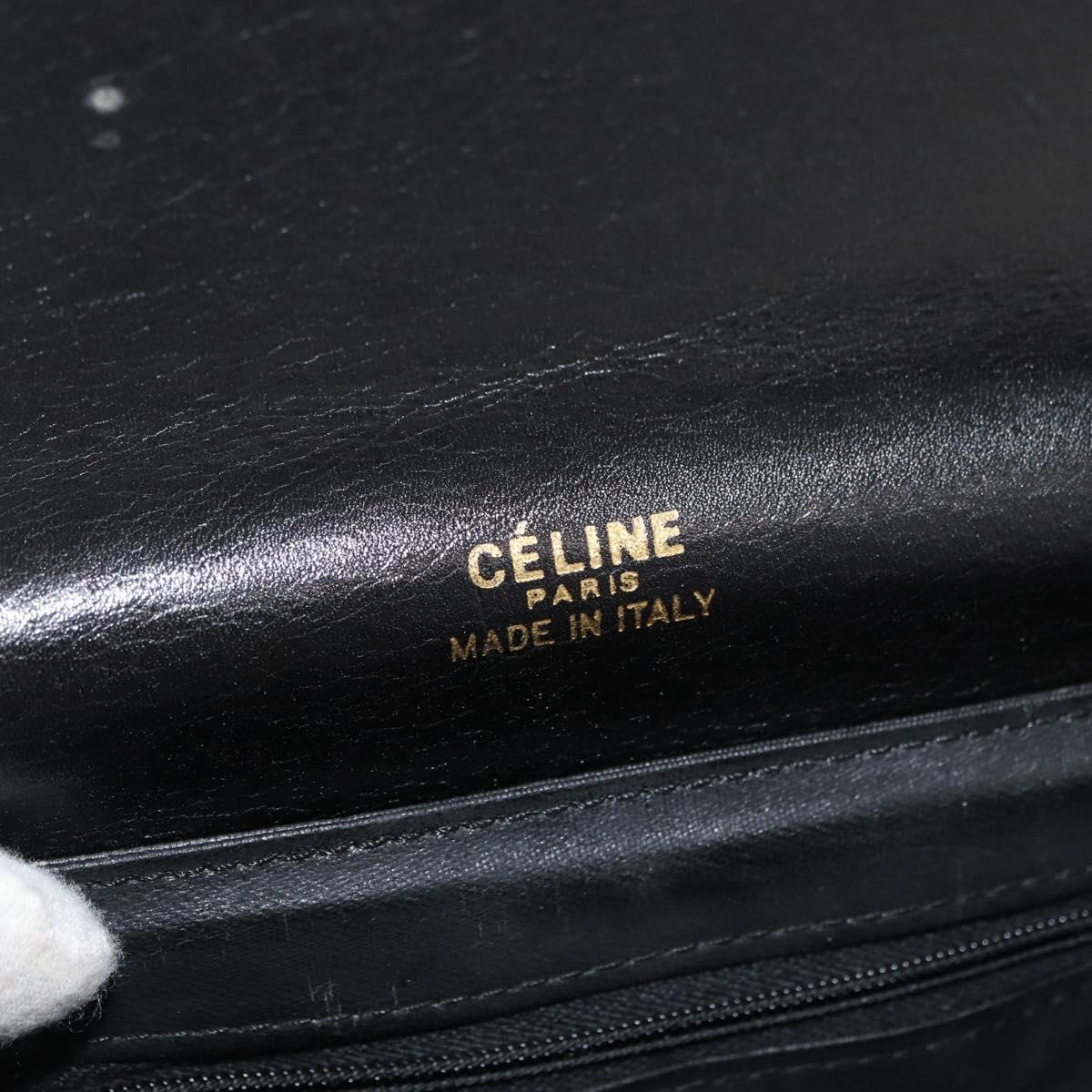 CELINE Shoulder Bag Leather Black Gold Auth bs34990A