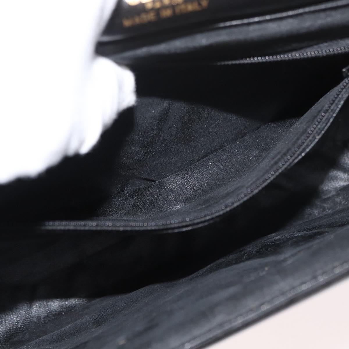 CELINE Shoulder Bag Leather Black Gold Auth bs34990A