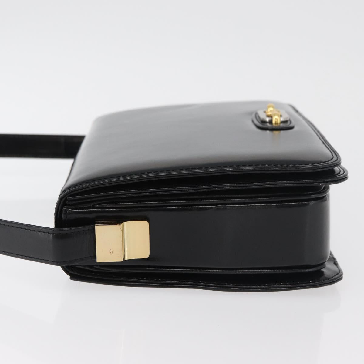 CELINE Shoulder Bag Leather Black Gold Auth bs34990A