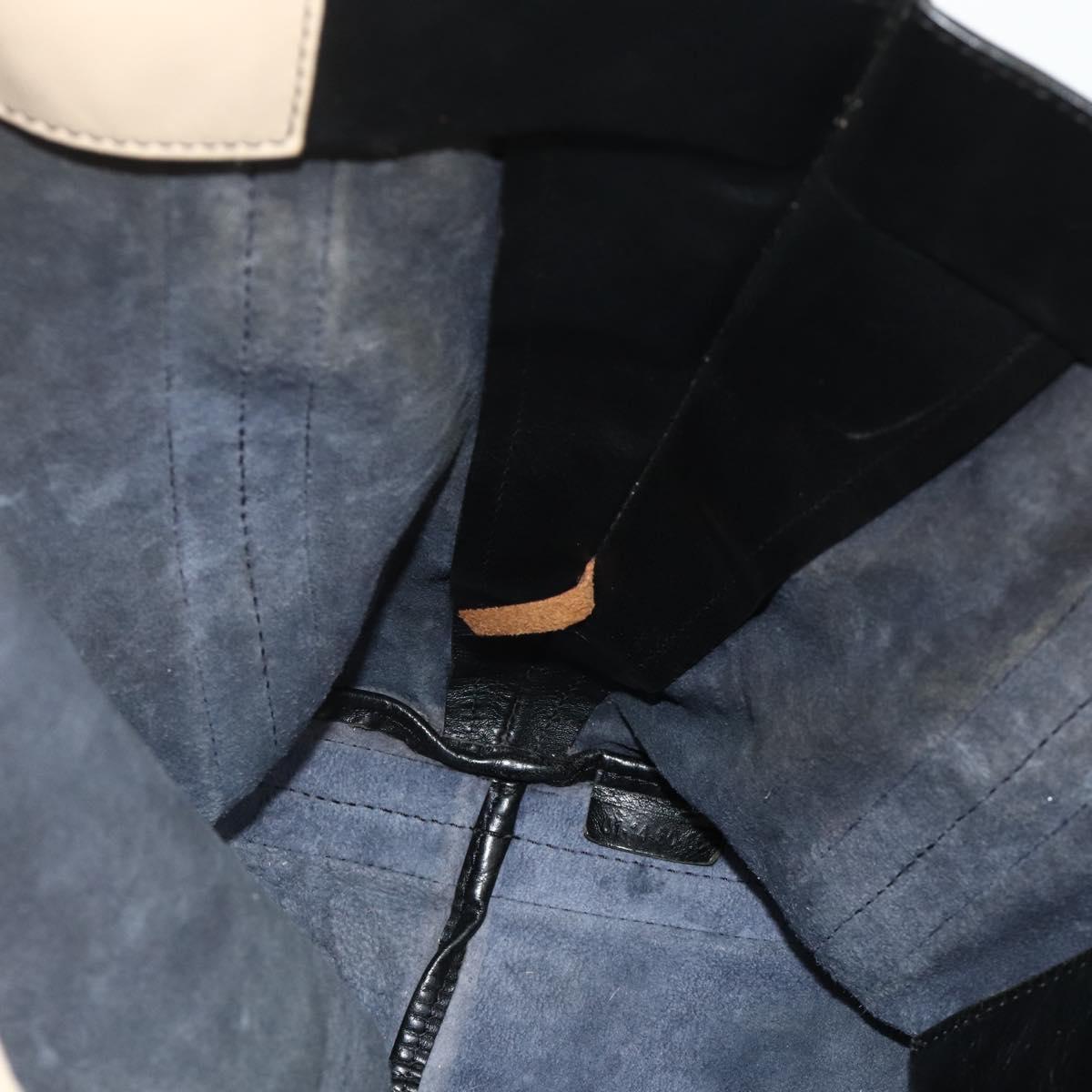 Chloe Tote Bag Leather Navy Gold Auth bs35003
