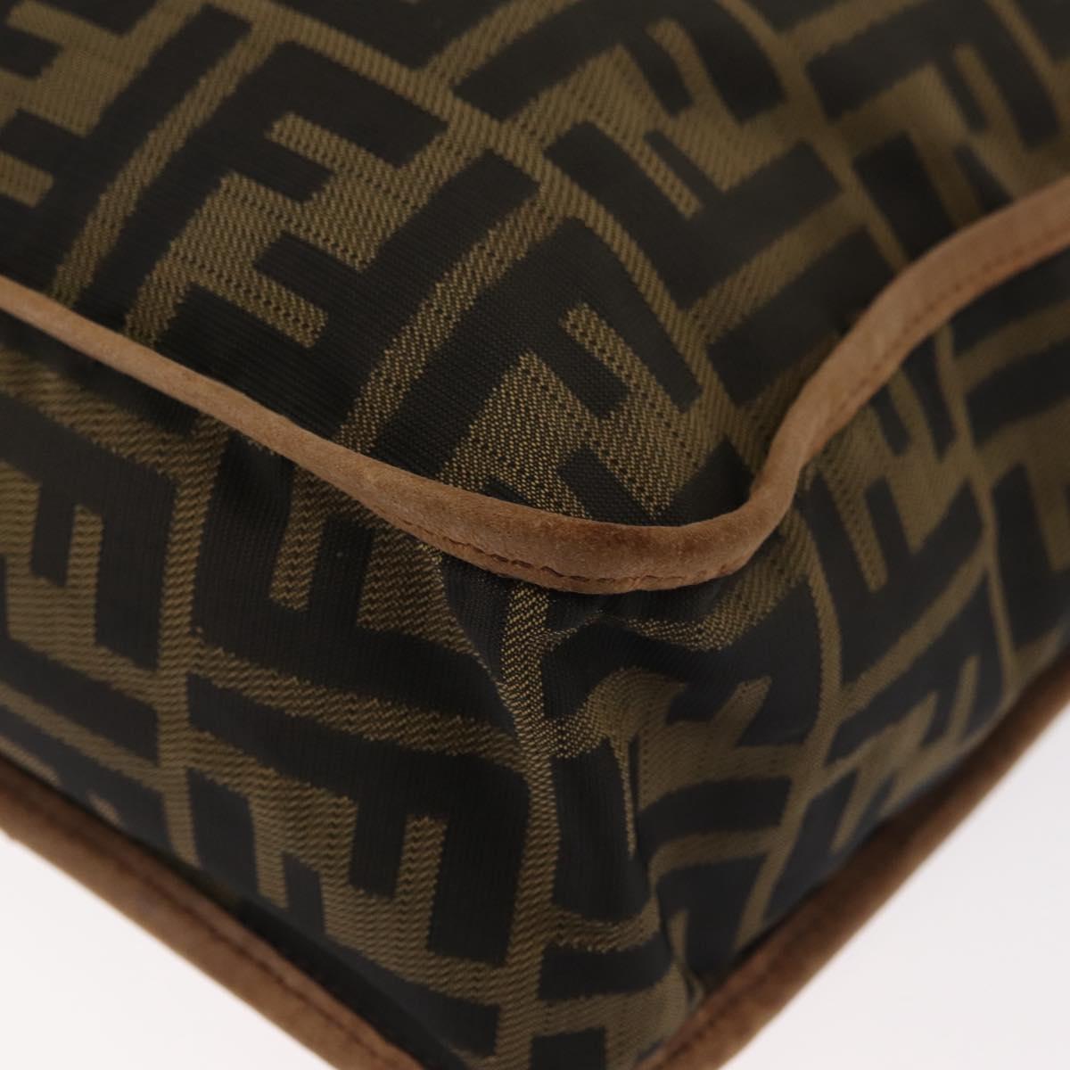 FENDI Zucca Canvas Shoulder Bag Brown Black Auth bs35004