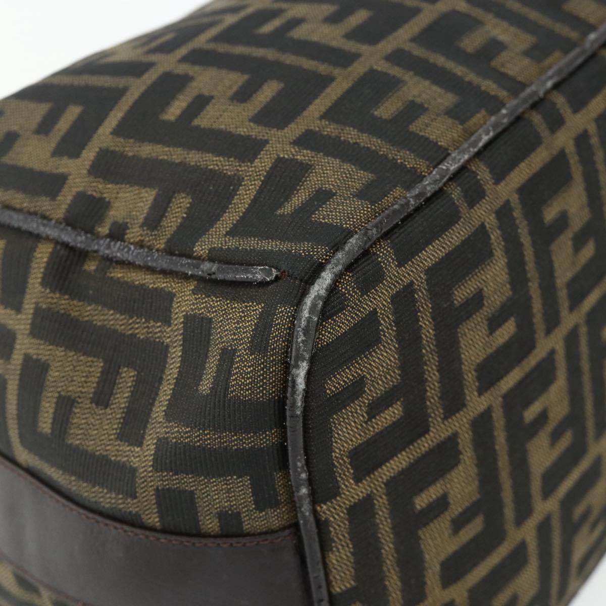 FENDI Zucca Canvas Hand Bag Brown Black Auth bs35005