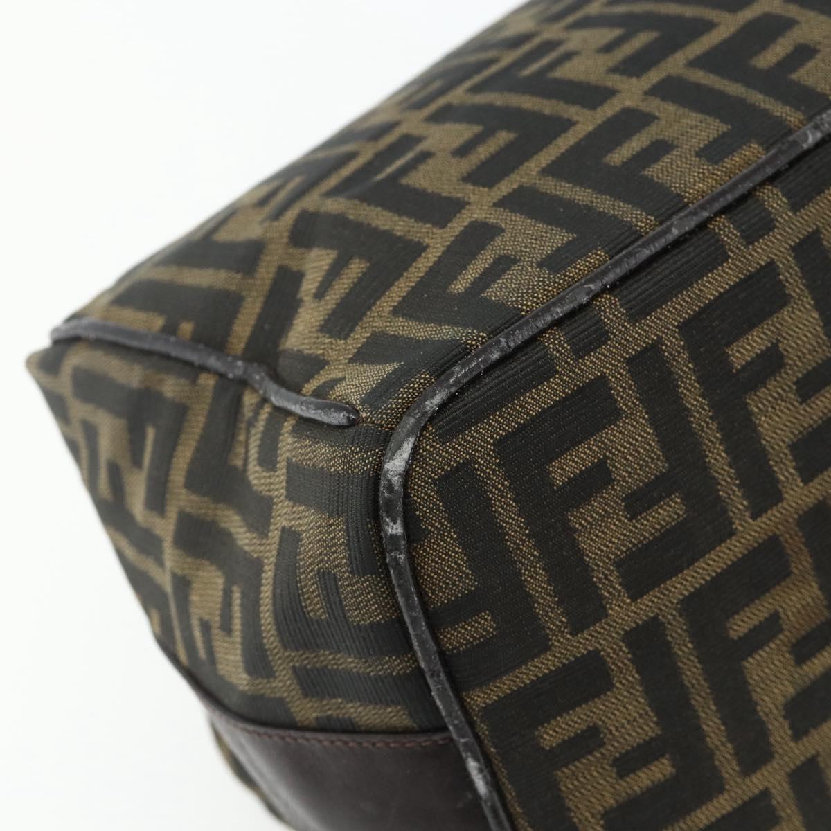 FENDI Zucca Canvas Hand Bag Brown Black Auth bs35005