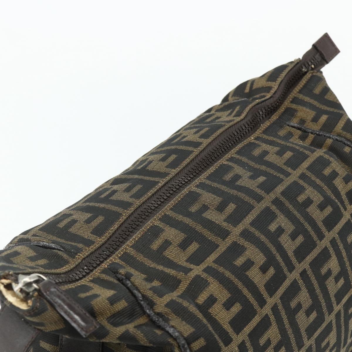 FENDI Zucca Canvas Hand Bag Brown Black Auth bs35005