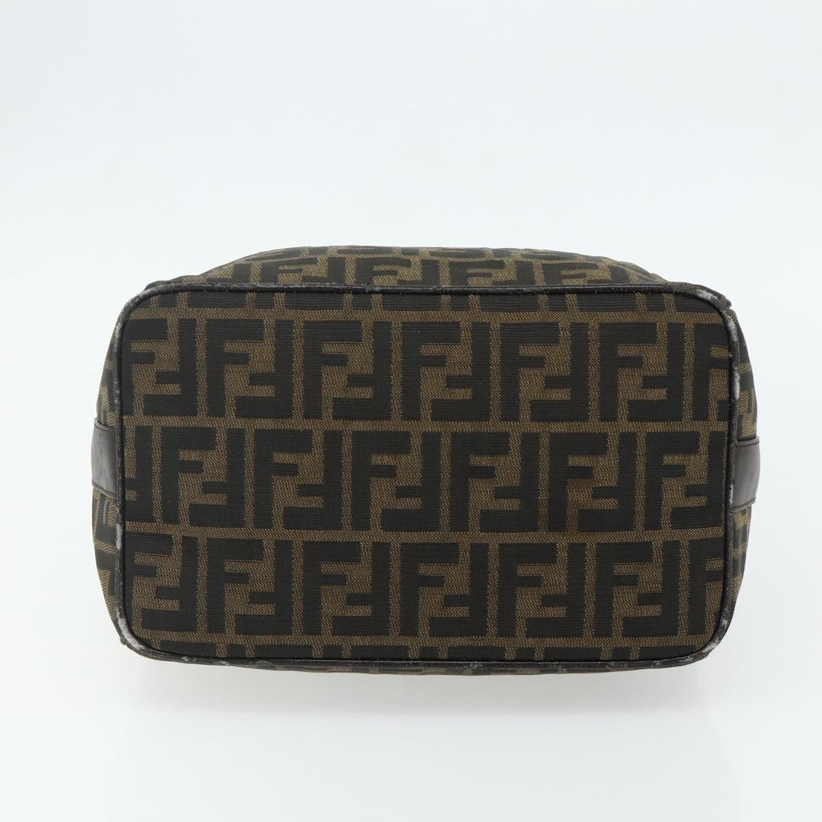 FENDI Zucca Canvas Hand Bag Brown Black Auth bs35005