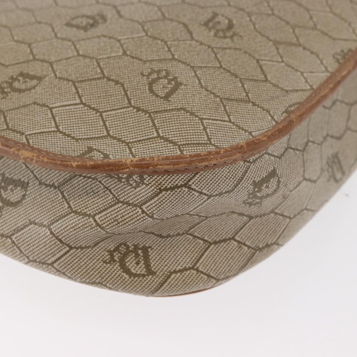 Christian Dior Honeycomb Canvas Shoulder Bag PVC Beige Gold Auth bs35012