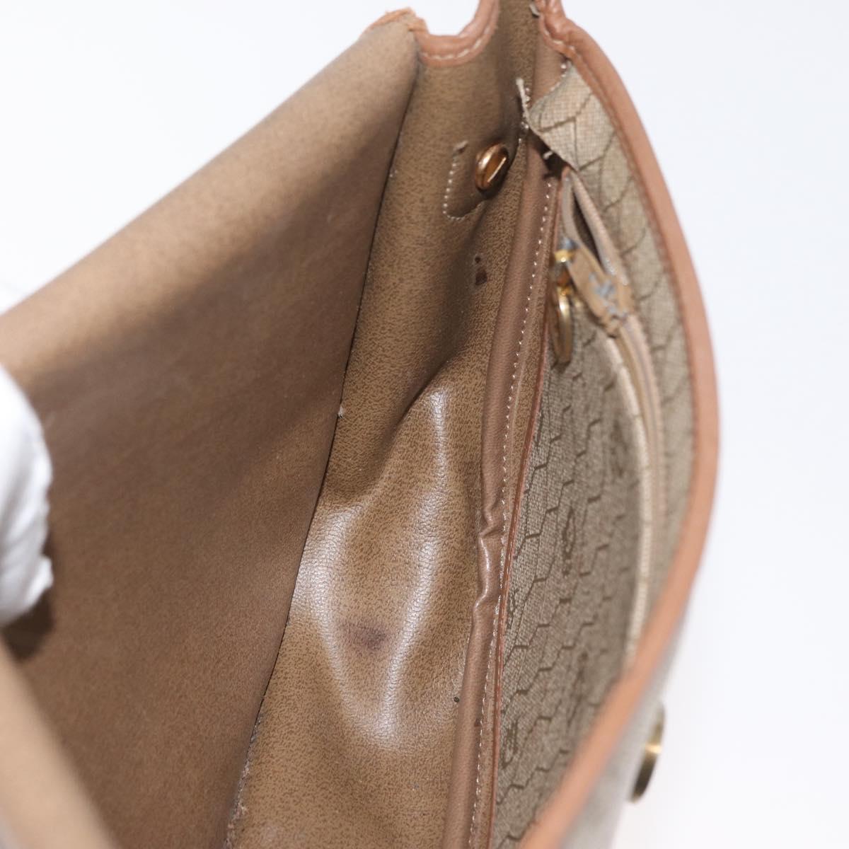 Christian Dior Honeycomb Canvas Shoulder Bag PVC Beige Gold Auth bs35012