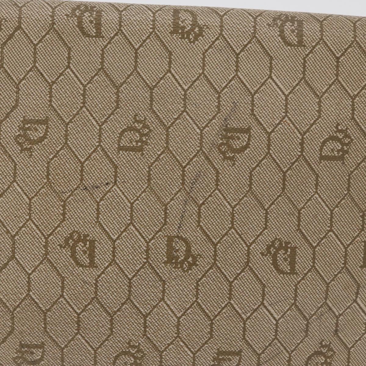 Christian Dior Honeycomb Canvas Shoulder Bag PVC Beige Gold Auth bs35012