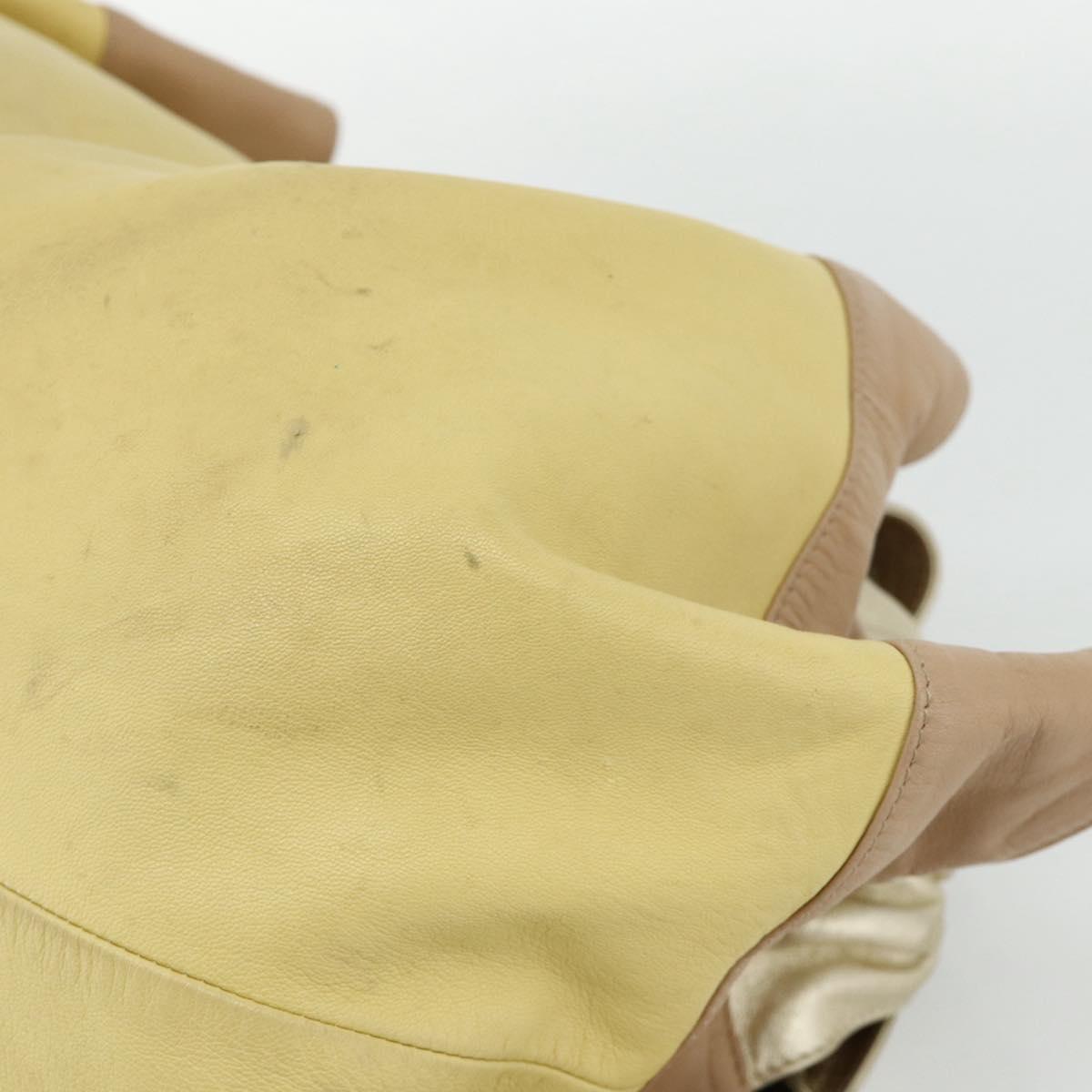 LOEWE Anagram Nappa Aire Hand Bag Leather Yellow Gold Auth bs35016A