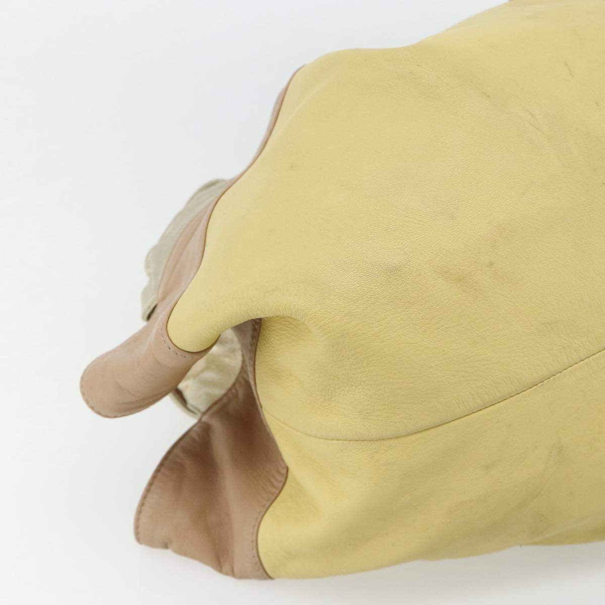 LOEWE Anagram Nappa Aire Hand Bag Leather Yellow Gold Auth bs35016A