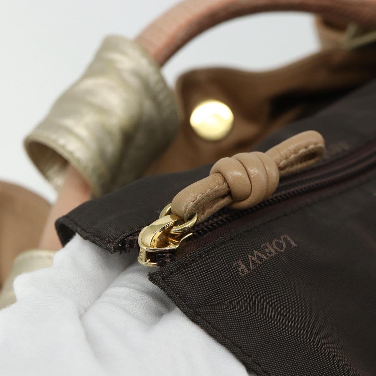 LOEWE Anagram Nappa Aire Hand Bag Leather Yellow Gold Auth bs35016A