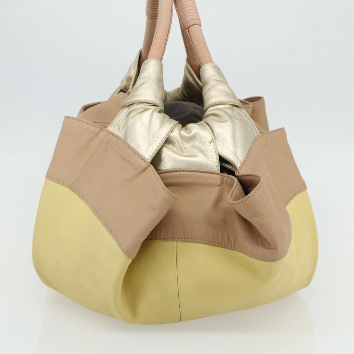 LOEWE Anagram Nappa Aire Hand Bag Leather Yellow Gold Auth bs35016A